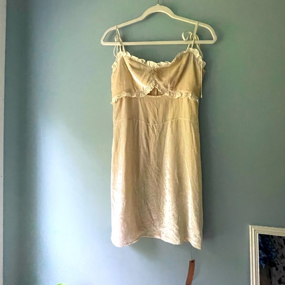 Reformation Velvet Bev Dress in Almond NWT 8 - Picture 4 of 8